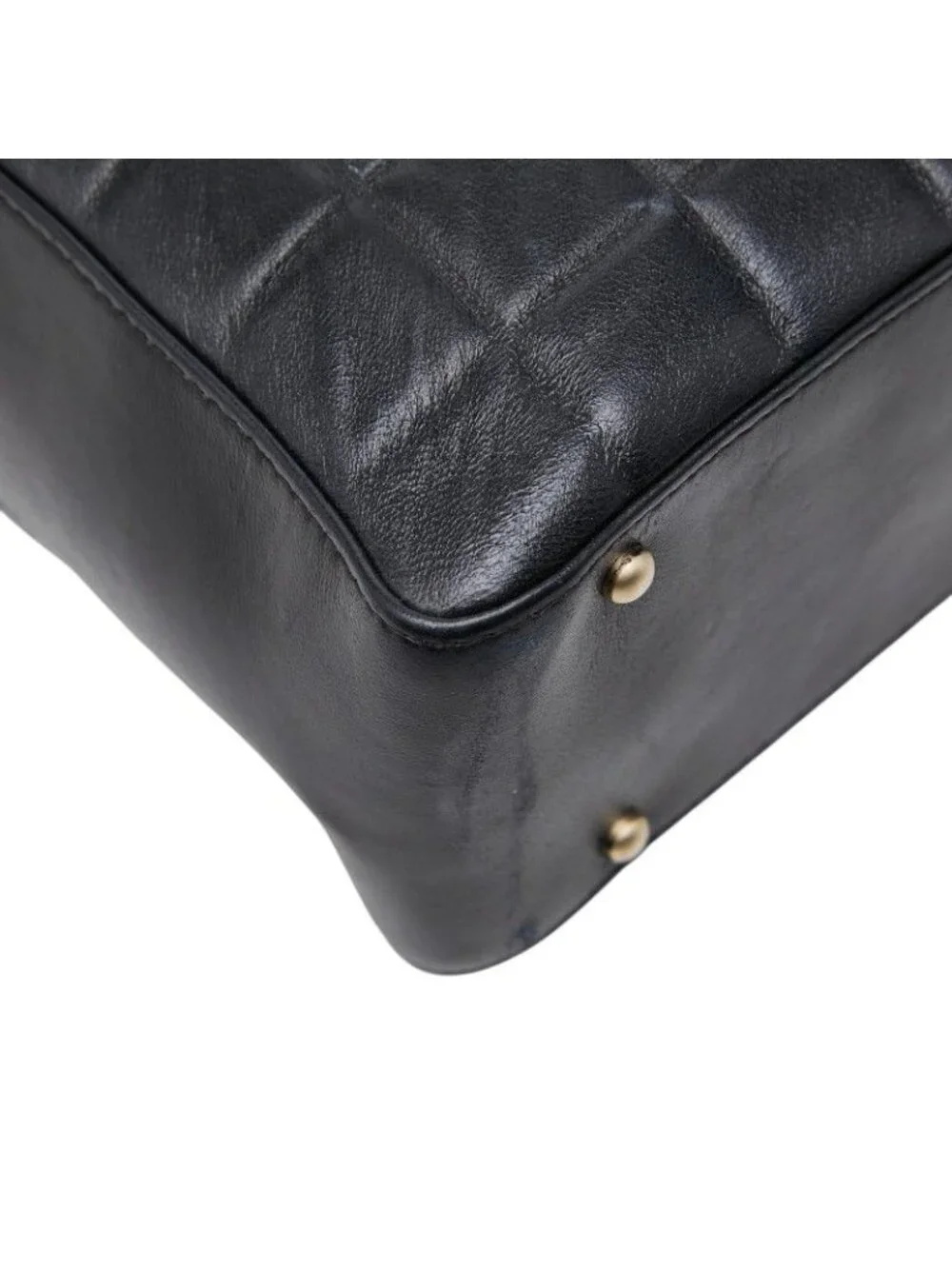 Chanel CC Logo Choco Bar Tote Shoulder Bag Black Lambskin